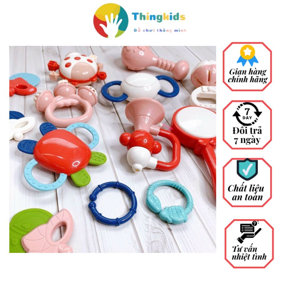 Bộ xúc xắc gặm nướu lục lạc Baby Conceit kèm hộp 12 món - Thingkids