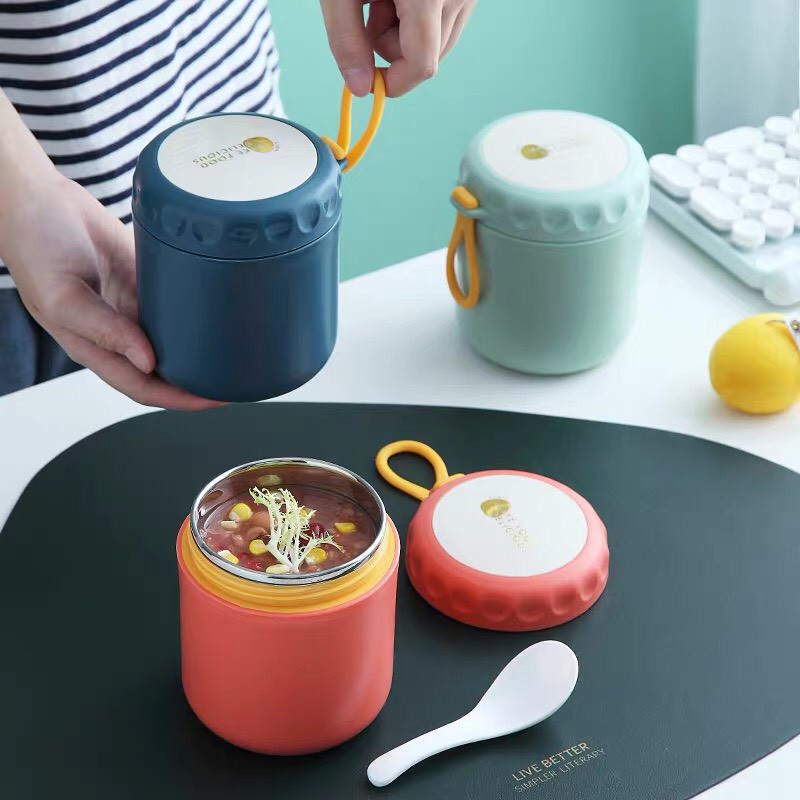 Cốc đựng canh, bình ủ cháo giữ nhiệt, ly ủ canh chất liệu inox cao cấp có quai cho bé