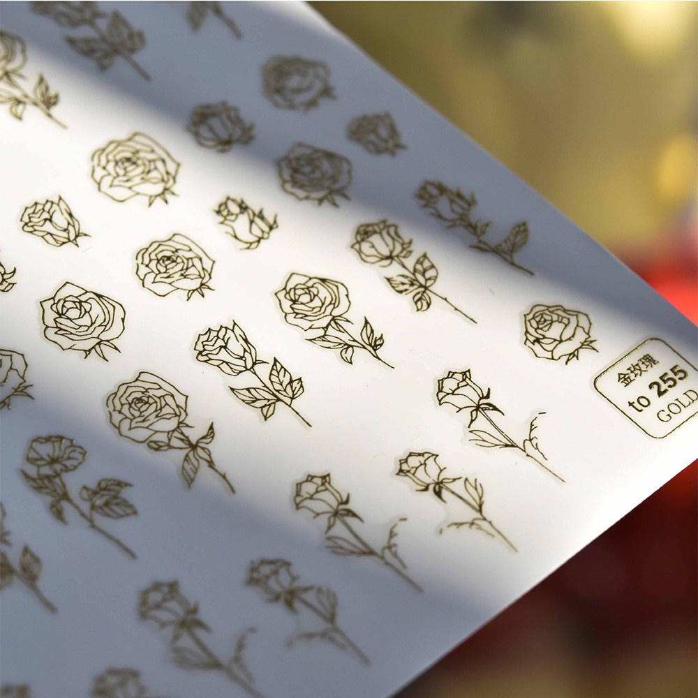 [Hàng mới về] Miếng dán trang trí móng tay diy nhiều họa tiết 5D tông màu trắng đen thời trang