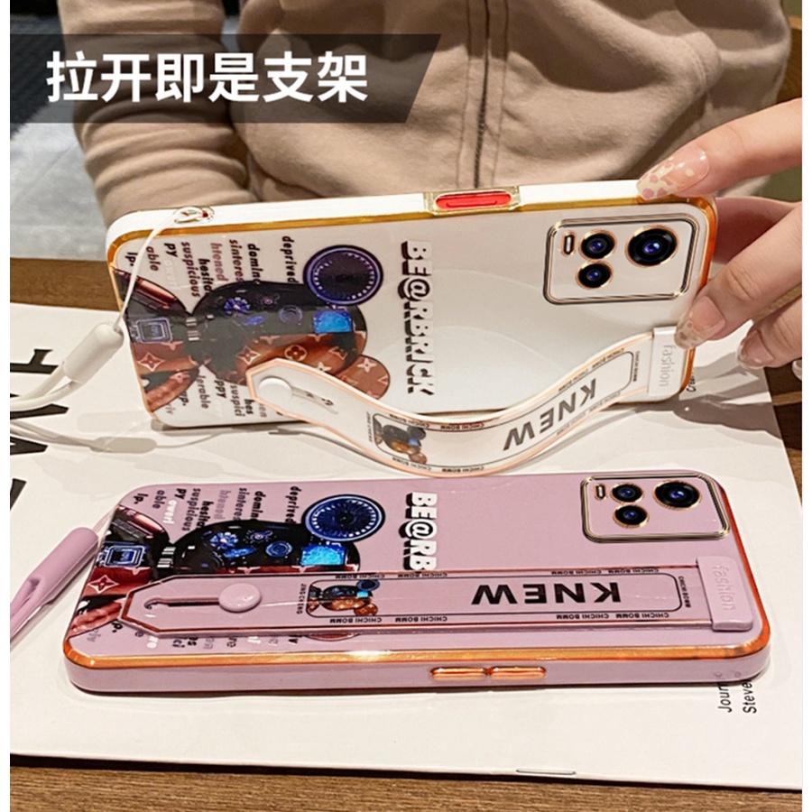 Ốp lưng Vivo Y21 Vivo Y21S Vivo Y33S điện thoại mạ điện hình gấu 3D thời trang cho