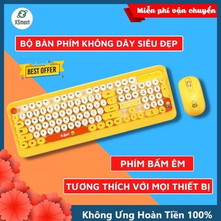 Mua Bộ bàn phím và chuột không dây Siêu Xinh thời trang K68 màu vàng xanh sặc sỡ tương thích máy tính  laptop  pc