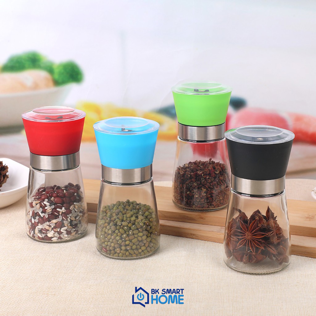 Hũ xay tiêu cầm tay đa năng xay tiêu độ mịn tùy chỉnh kiêm lọ đựng hạt tiêu cao cấp xoay các loại hạt khô đa năng