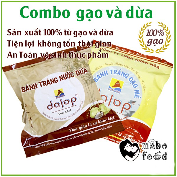 Bánh tráng nướng gạo mè và nước dừa DaLop Combo 2 bịch, Bánh tráng Đặc Sản - MaBe Food