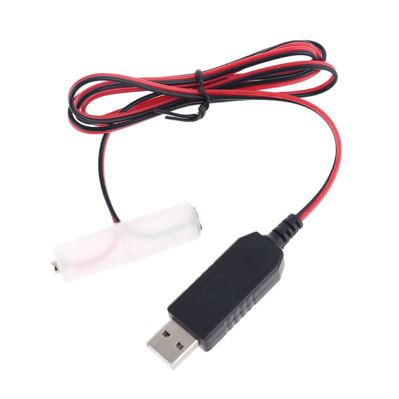 Bộ khử pin AA 2m CRE LR6 cáp cấp nguồn USB thay thế 1 đến 4 pin AA cho đài phát thanh đồng hồ đồ chơi điện dây đèn LED