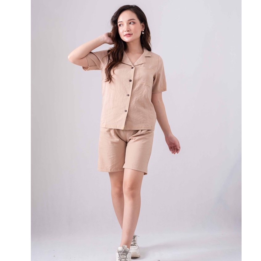 Áo sơ mi ngắn tay cổ vest phối viền nữ   FREESHIP  Áo sơ mi ngắn tay cổ vest phối viền chỉ freesize Zuca Shop
