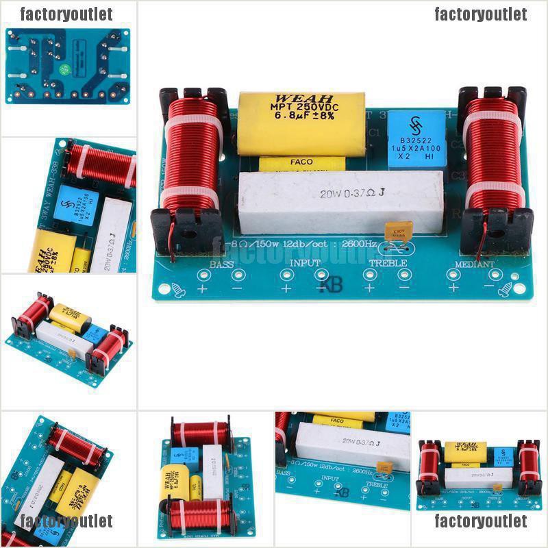 {factoryoutlet} 120W Speaker 3 Unit Hi-Fi Audio Frequency Divider 3 Way Crossover Filters 4-8Ω adover