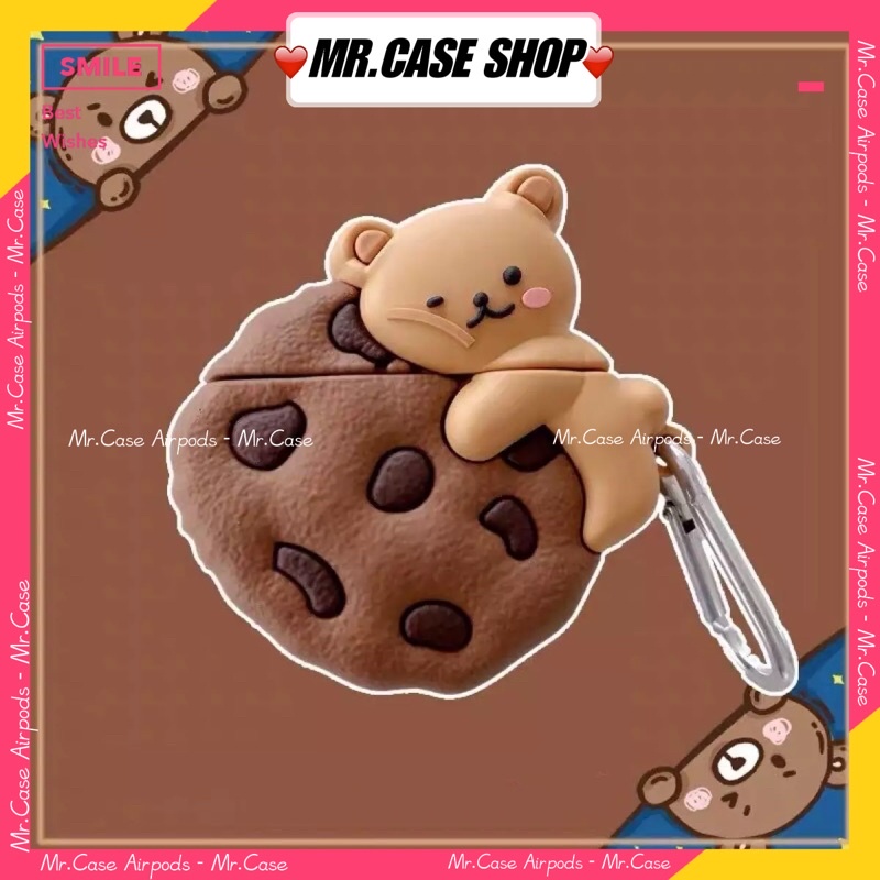 Vỏ Đựng Bảo Vệ Hộp Sạc Tai Nghe Airpods 1 / 2 / Pro Hình Gấu Ăn  Bánh Quy 3d - Mr.Case  Airpods