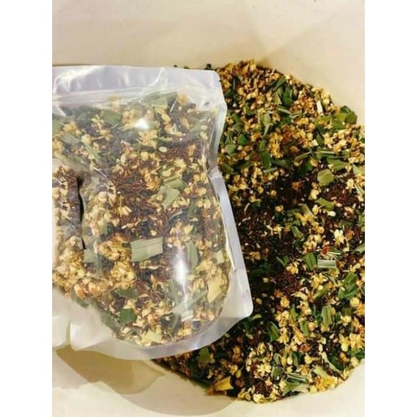 Trà gạo lứt 7 vị đậu đen, đậu đỏ , lá dứa, hoa nhài, hoa cúc mick siêu ngon. Túi Zip 1kg. Lợi sữa, giảm kg , mát gan