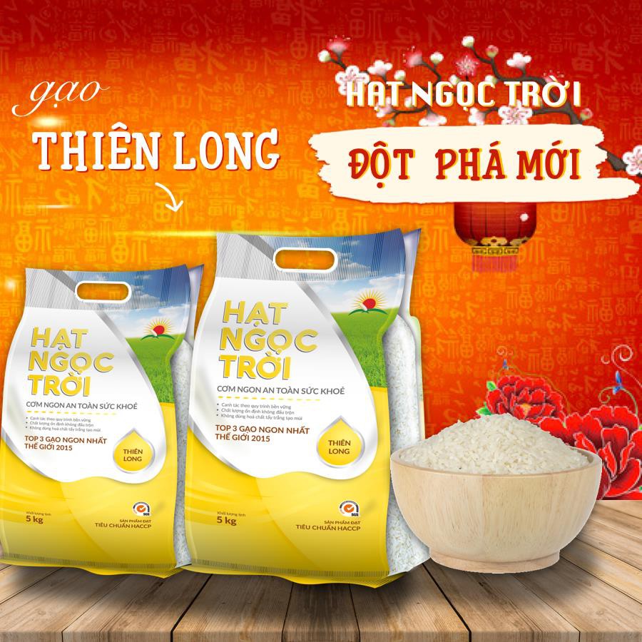 Gạo Hạt Ngọc Trời Thiên Long - dẻo ít mềm thơm ráo cơm - túi 5kg
