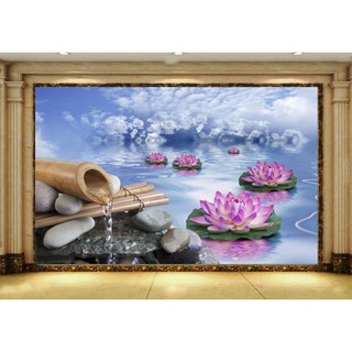 Tranh dán tường 3D Spa- vải lụa kim sa