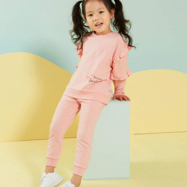 Bộ nỉ bé gái thu đông Chaang hồng