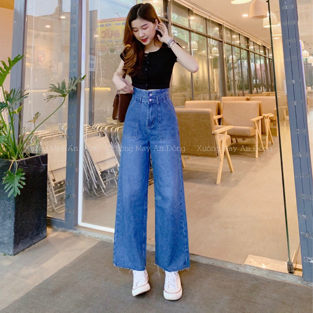QUẦN JEAN NỮ -QUẦN BAGGY ỐNG RỘNG DÁNG SUÔNG DÀI 100CM CAO CẤP