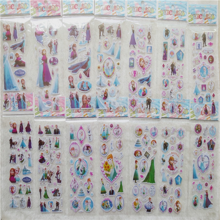 Bộ 5 Tấm Hình Dán Công Chúa Elsa Và Anna 3d