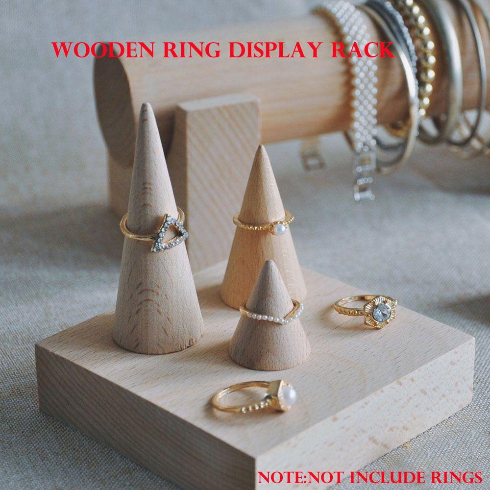 Kệ gỗ Trưng Bày Nhẫn Hình Nón Sáng Tạo