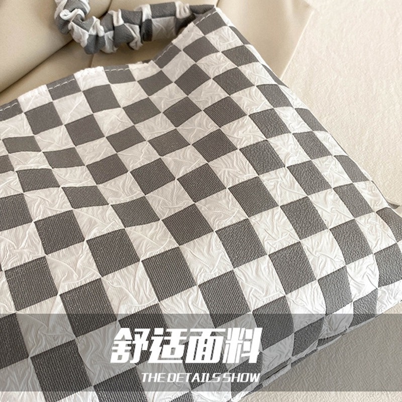 Túi Xách Đeo Vai Cỡ Lớn Họa Tiết Sọc Caro Phong Cách Retro Thời Trang Cho Nữ