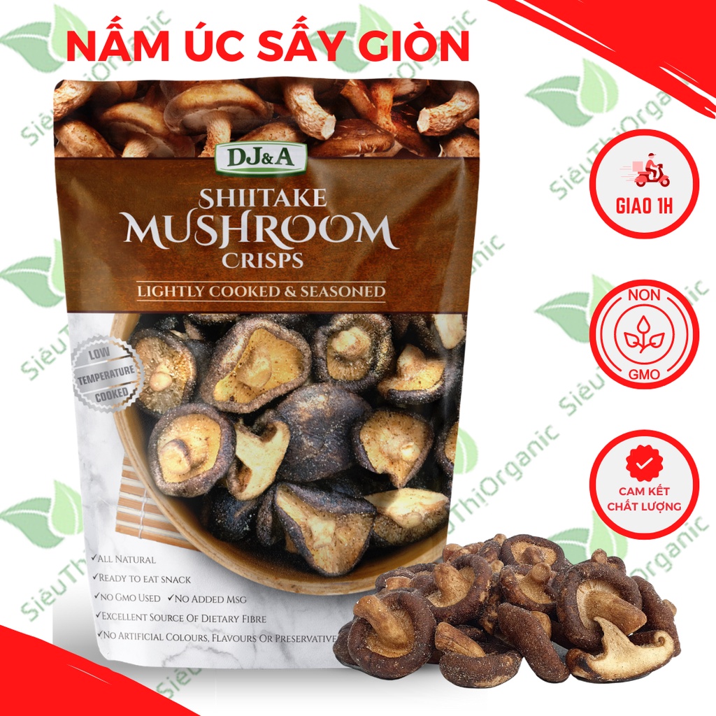 Nấm Hương Sấy Giòn DJ&A - Snack Nấm Hương Sấy Khô Đủ Vị, Hàng Úc Nhập Khẩu, Không GMO, Ăn Chay Được