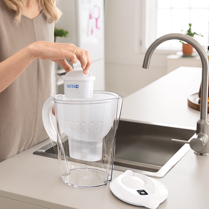 Combo Bình Lọc Nước BRITA Marella XL 3.5L kèm Hộp 3 lõi lọc BRITA Maxtra Plus Trắng