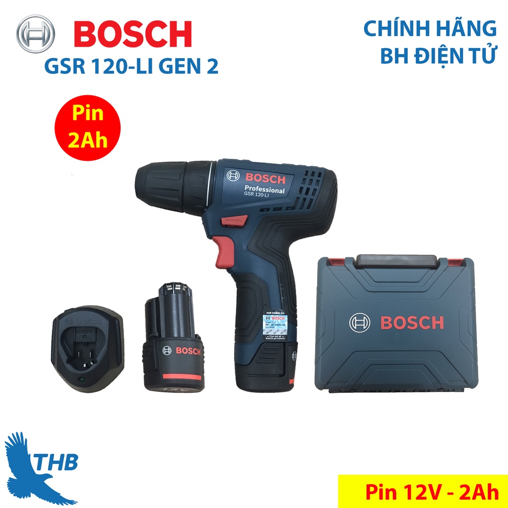 Máy khoan pin vặn vít Bosch GSR 120-LI pin 12V - 2.0 Ah, Bảo hành điện tử 6 tháng chính hãng