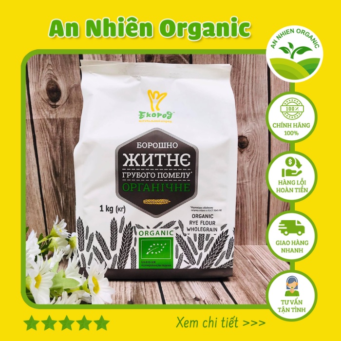Bột Lúa Mạch Đen Nguyên Cám Hữu Cơ Ecorod 1kg