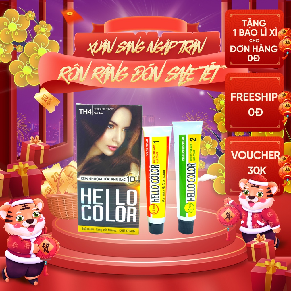 [HÀNG TỐT] KEM NHUỘM PHỦ BẠC CAO CẤP HELLO COLOR - 60ml x2