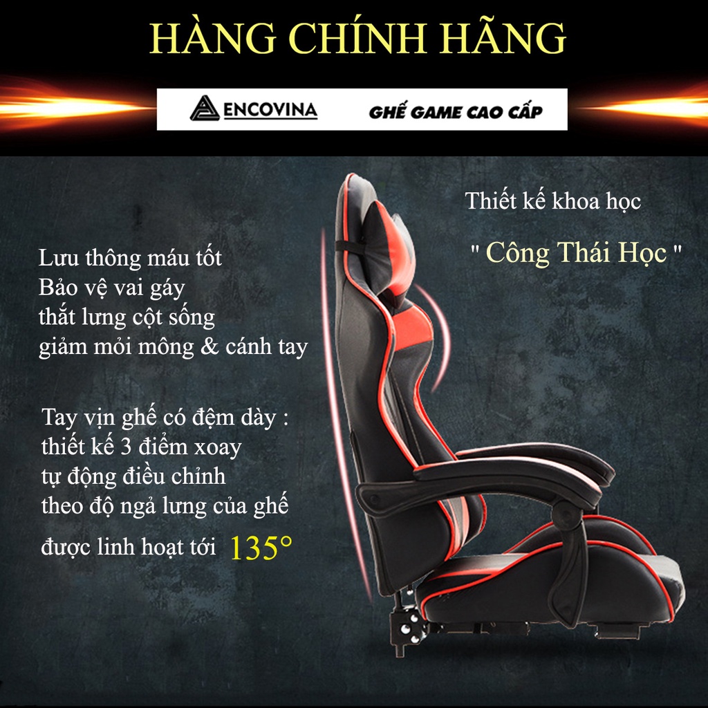 Ghế Gaming - Ghế Chơi Game Dày Dặn, Nâng hạ, ngả lưng - Gác Chân + Gối Massage Ngả Lưng Thoải Mái - Chính Hãng BH 1 Năm