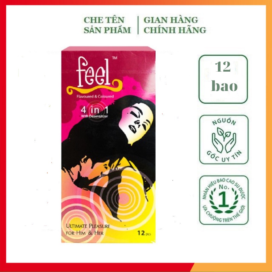 Bao cao su Feel hương dâu, mang lại cảm giác mới lạ, kéo dài thời gian quan hệ, Hộp 12 bao