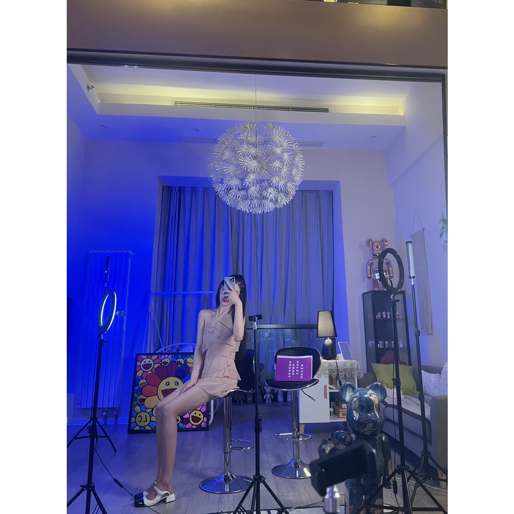 Váy voan tầng màu hồng xòe nhẹ