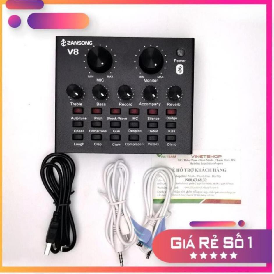 Sound card Zansong v8 livestream karaoke thu âm online,có bluetooth không cần cắm dây lấy nhạc-dc3536