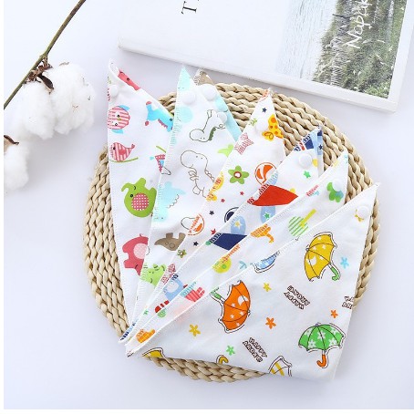 [SẢ KHO] Set 5 Khăn Yếm Tam Giác 100%cotton có cúc bấm cho bé