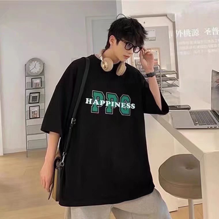 Áo Thun Tay Ngắn Dáng Rộng In Chữ Phong Cách Hip Hop Hàn Quốc Thời Trang Mùa Hè Cho Nam Giới Có Size M-5XL