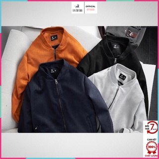 Áo khoác da lộn tay chun bomber lót lụa nhiều màu bao ấm bao bền