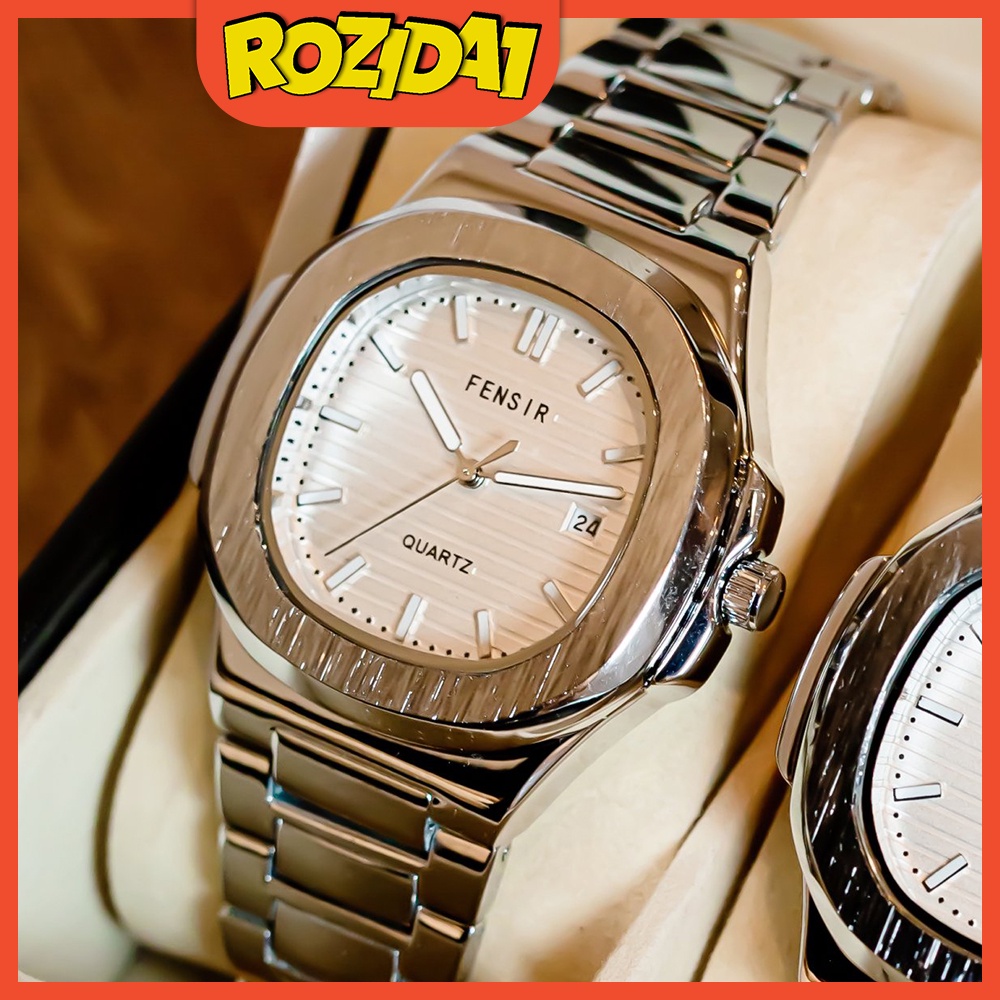 Đồng hồ nam chính hãng đẹp dây thép mặt vuông thời trang cao cấp chống nước giá rẻ ROZIDA DH17