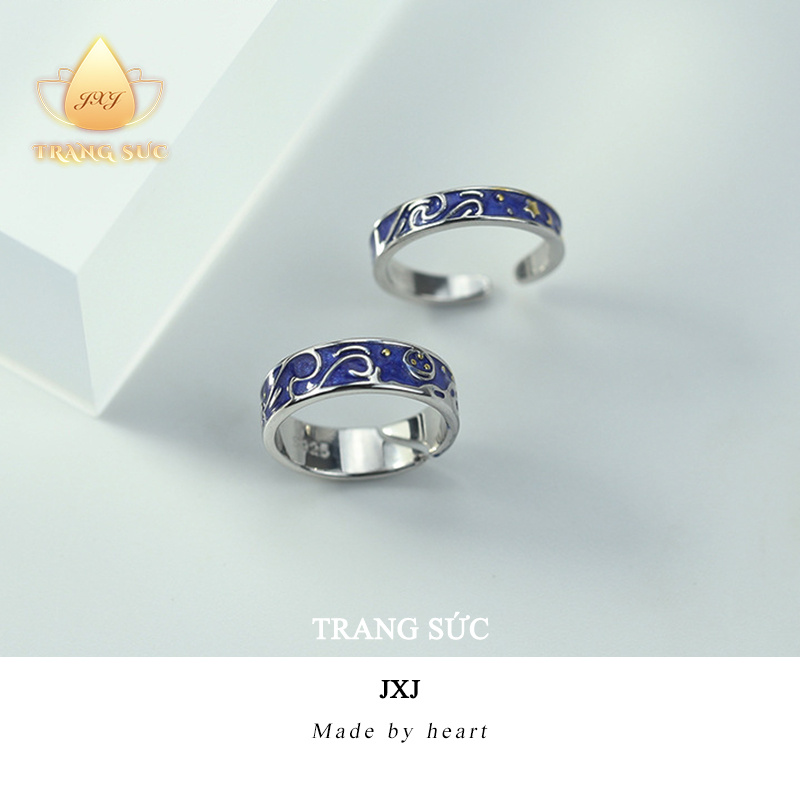 🔥🔥Nhẫn Đôi Nam nữ Bầu trời đầy sao của Van Gogh Cá tính mạnh Quà ngày lễ tình nhân Thời trang Thiết kế ban đầu NH-114