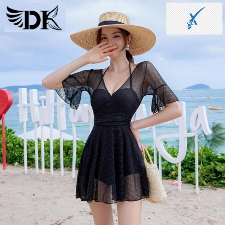 ️🎉💓 Đồ Bơi Nữ Bikini Áo Tắm Dạng Váy Đi Biển Có Tay Giấu Bụng CHo Người Béo Bụng - Hàng Quảng Châu Cao Cấp ️🎉💓