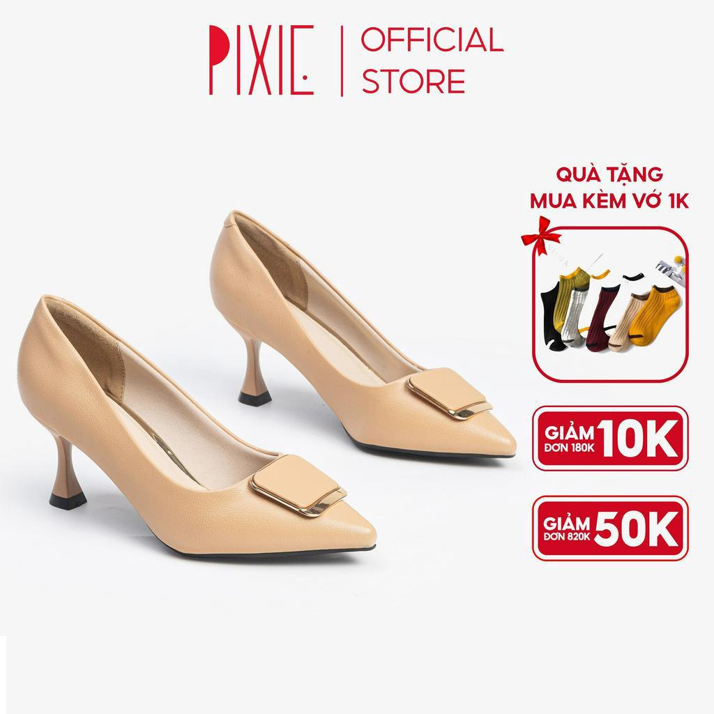 Giày Cao Gót 7cm Phối Khóa H106 Pixie