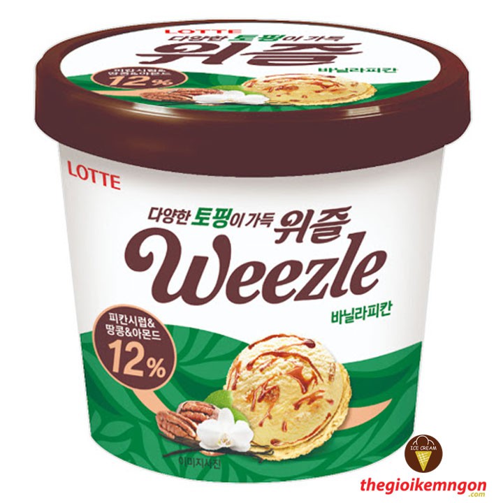 Kem hộp vani hạt dẻ Weezle Vanilla Pican Lotte Hàn Quốc 660ML