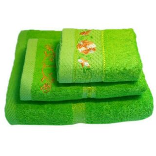 Bộ 3 khăn tắm,khăn mặt,khăn gội đầu bông cotton 100% khăn thêu hoa,cò,gấu