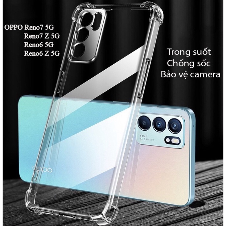 Ốp lưng dẻo chống sốc cho Oppo Reno 7, Reno 7Z A96 trong suốt bảo vệ camera gờ cao 4 góc