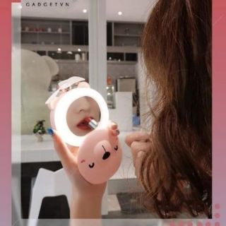 Gương cầm tay mini có đèn LED kèm quạt