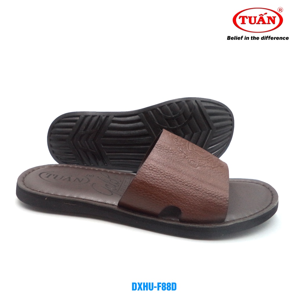 Dép da nam quai bảng ngang thương hiệu Tuấn DXHU-88D