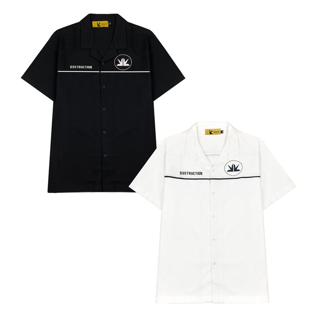 Áo sơ mi cộc tay , local brand Destruction sang trọng đơn giản đường phố thoáng mát kaki