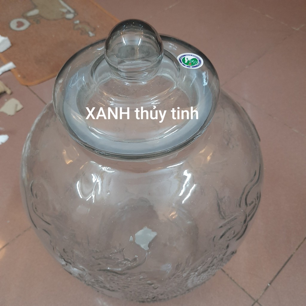 Chum thủy tinh họa tiết rồng phượng dày dặn - Dung tích - 25 lít