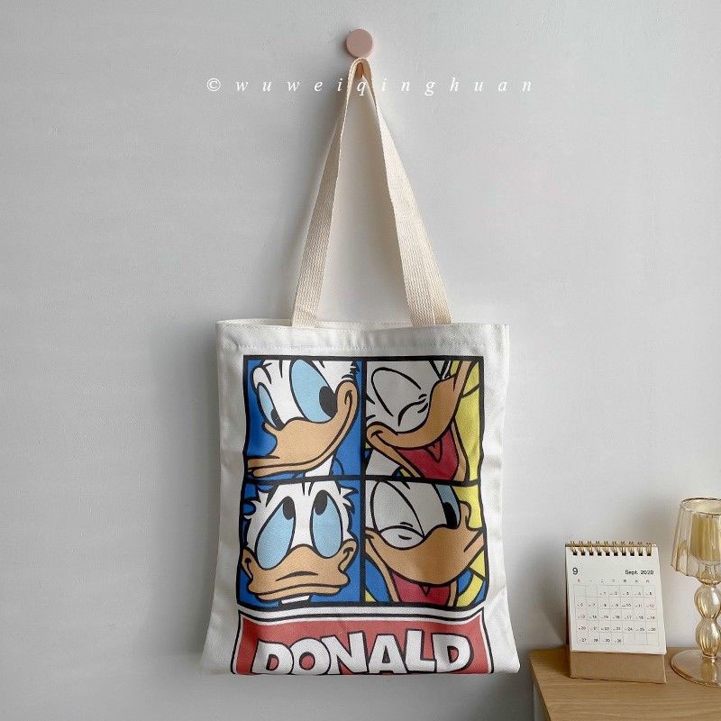 Donald Duck Túi Xách Nữ Vải Canvas In Hình Vịt Donald Xinh Xắn