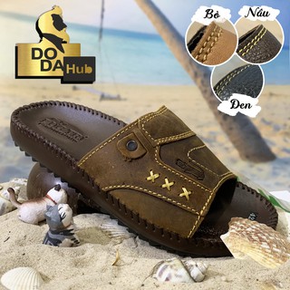 Dép nam quai ngang BH1 NĂM phiên bản Đế Cải tiến 3 màu Da bò Đức Trí Dép da nam MXK19