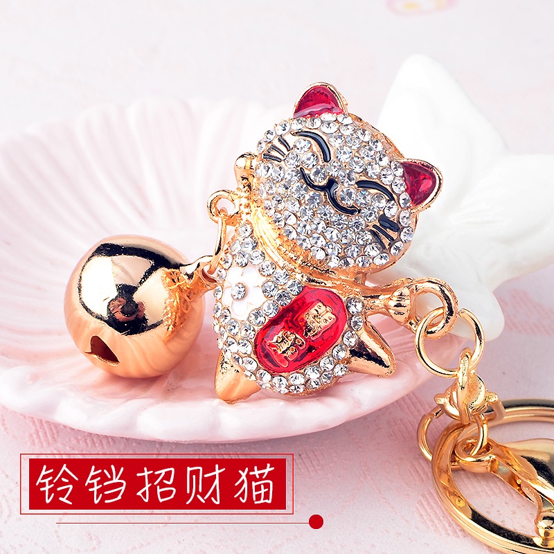Móc Khóa Hợp Kim Hình Mèo Hoạt Hình Đính Đá Sáng Tạo