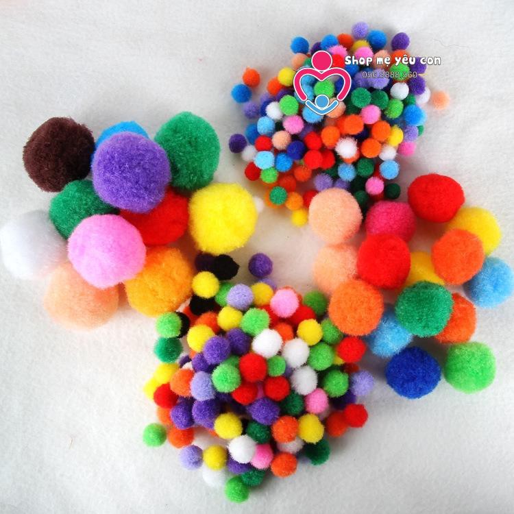 Bịch 1000 hạt pom pom 1cm 1.5cm 2.0cm 2.5cm 3.0cm học liệu giáo dục sớm Montessori SỈ POMPOM