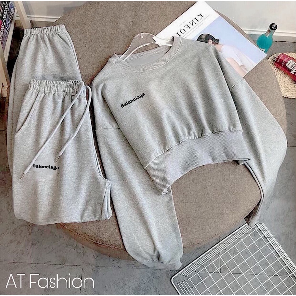 MCBB - 8-24Kg 100% Cotton Mỏng Đồ Bộ Bé Gái Áo Croptop Cho Bé Gái Tay Dài Sweater Quần Dài Jogger Thun Quần Áo Trẻ Em Nữ