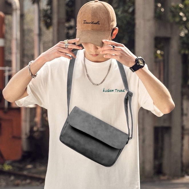 Túi Đeo Chéo Nam Horse Xám Jino Studio Túi Xách Unisex  Thời Trang Da PU