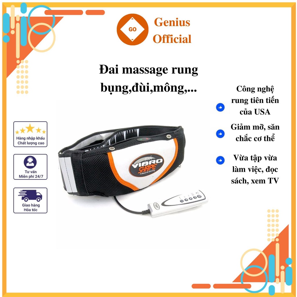 Đai massage bụng, lưng, mông, đùi - Rung và nóng - Giảm mỡ, săn chắc cơ thể