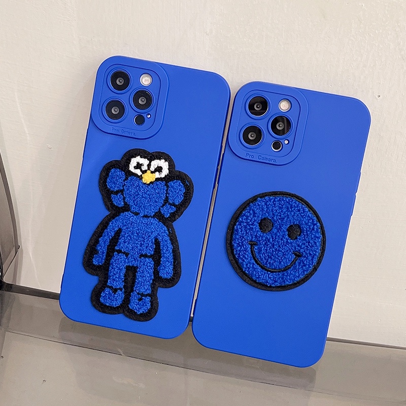 Ốp điện thoại màu xanh lam phối vải bông cho iPhone 13/12Pro 13 13/12/11Pro Max 12Mini X Xs Max XR 7 Plus 8 | BigBuy360 - bigbuy360.vn